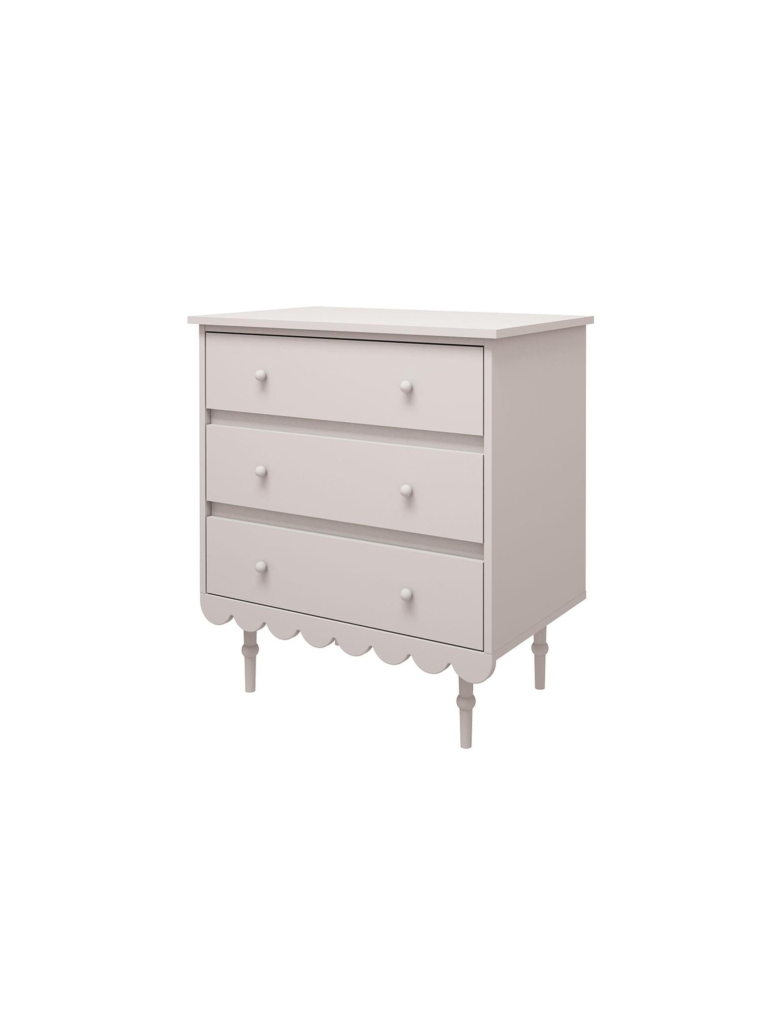 Handmade 'Babushka' White Chest of Drawers Short 3 Drawer