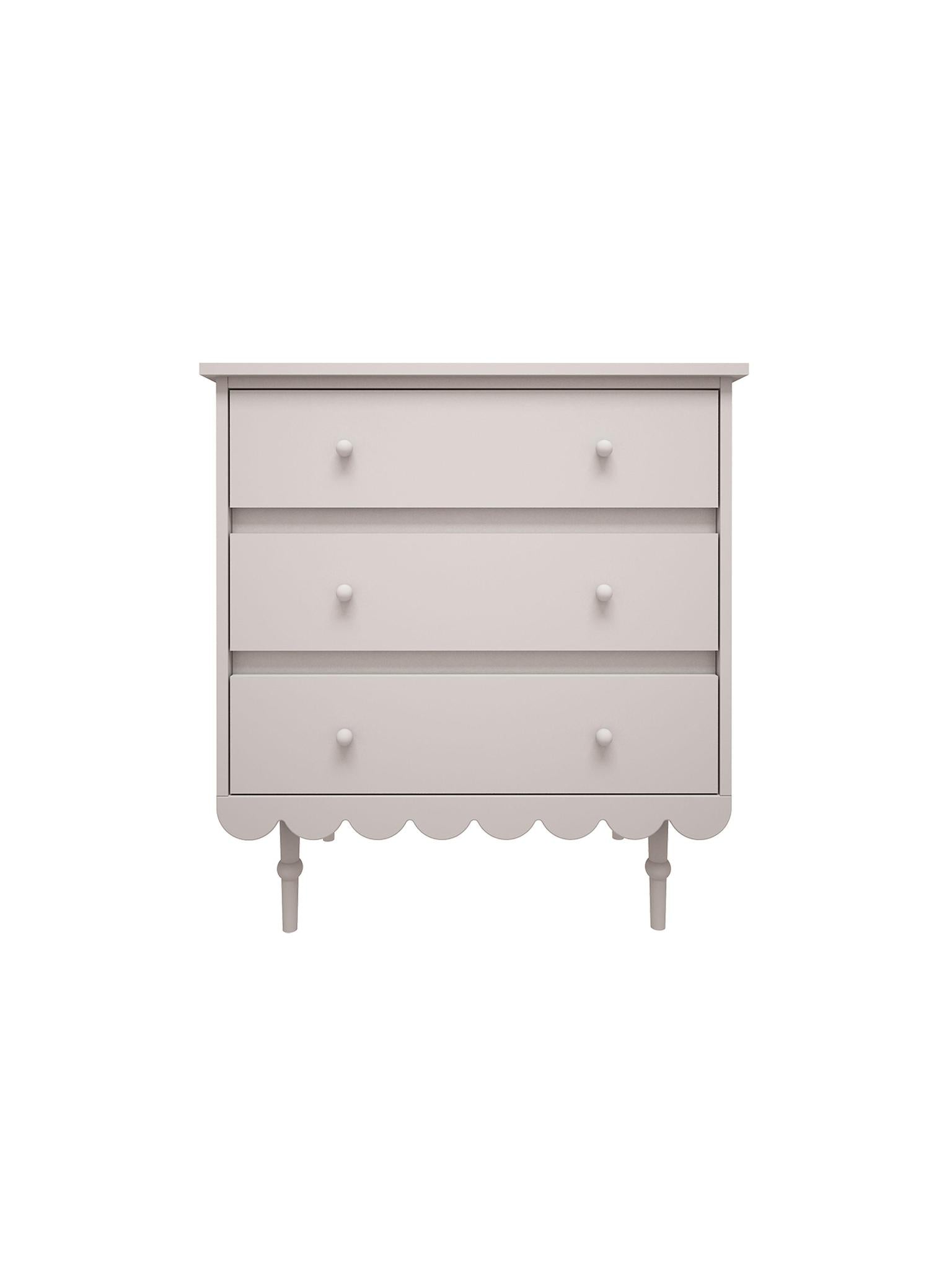 Handmade 'Babushka' White Chest of Drawers Short 3 Drawer