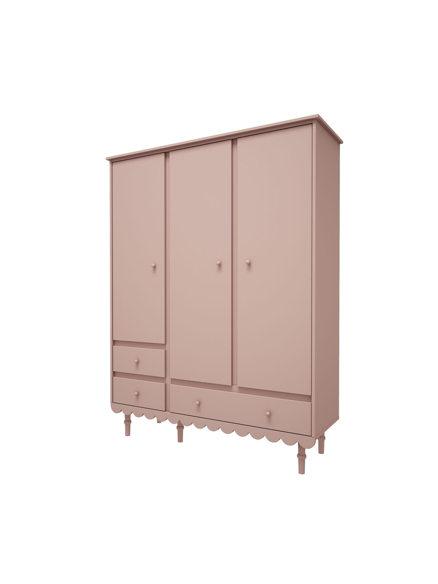 Handmade 'Babushka' Pink Wardrobe Three Door