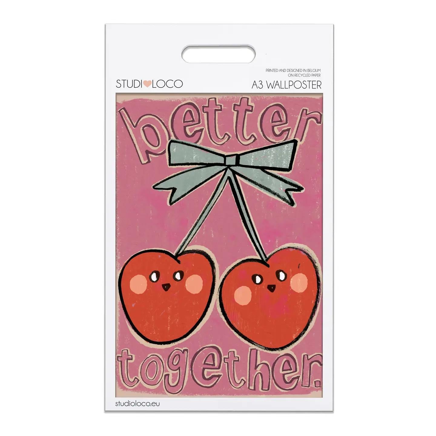 Cherries 'Better Together' Wall Poster - 2 Sizes Available