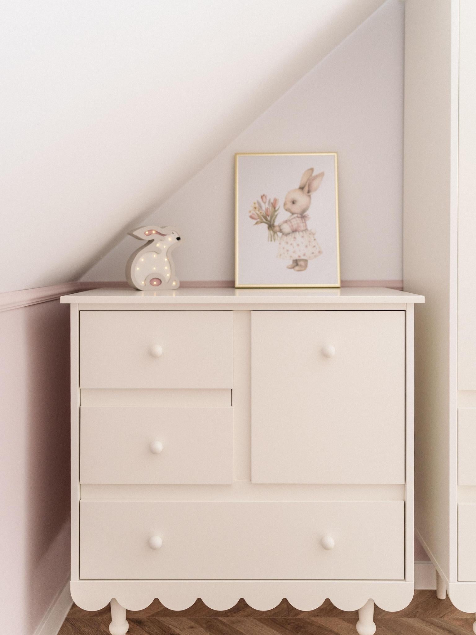 Handmade 'Babushka' White Chest of Drawers Short