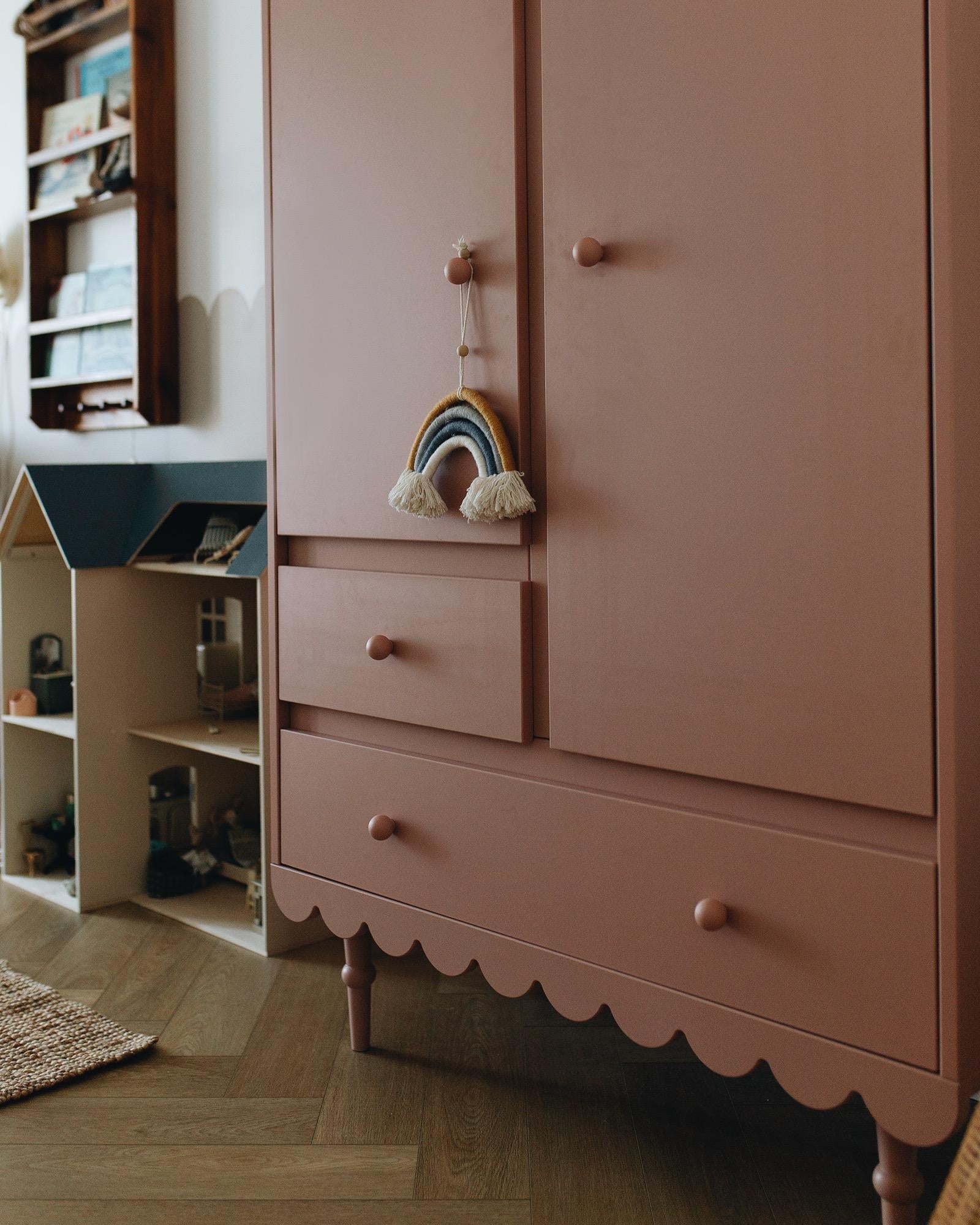 Handmade 'Babushka' Pink Wardrobe Three Door