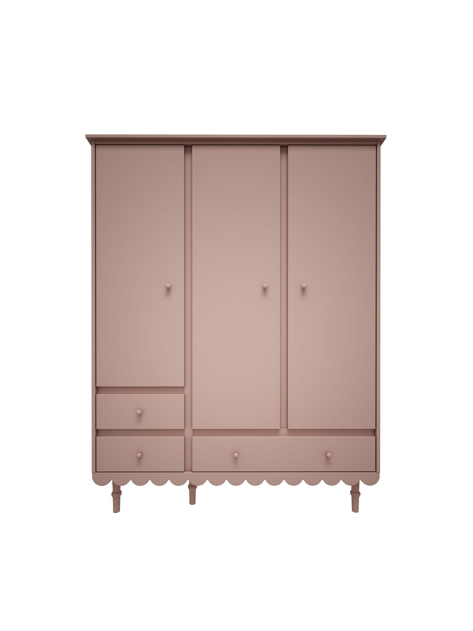 Handmade 'Babushka' Pink Wardrobe Three Door