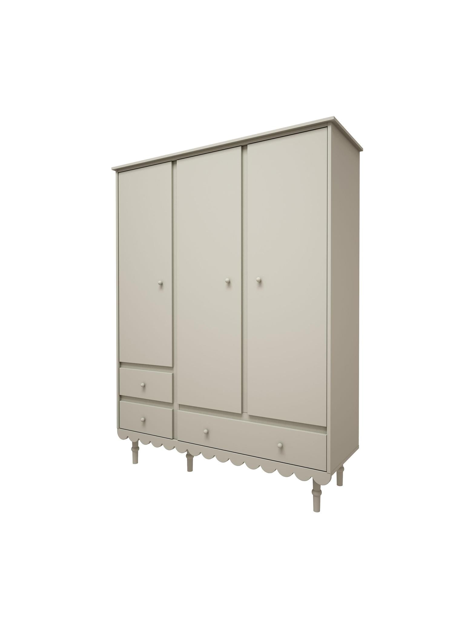 Handmade 'Babushka' Olive Wardrobe Three Door