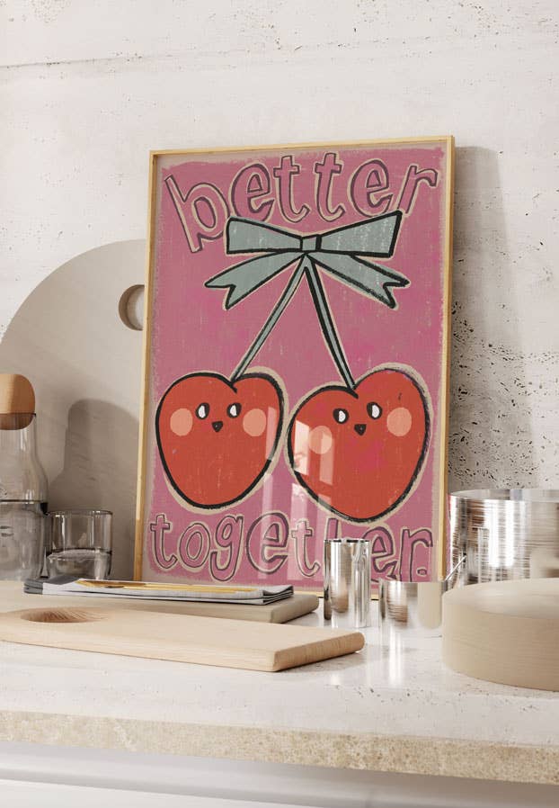 Cherries 'Better Together' Wall Poster - 2 Sizes Available