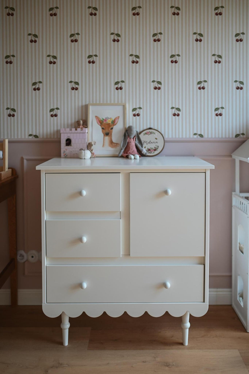 Handmade 'Babushka' White Chest of Drawers Short