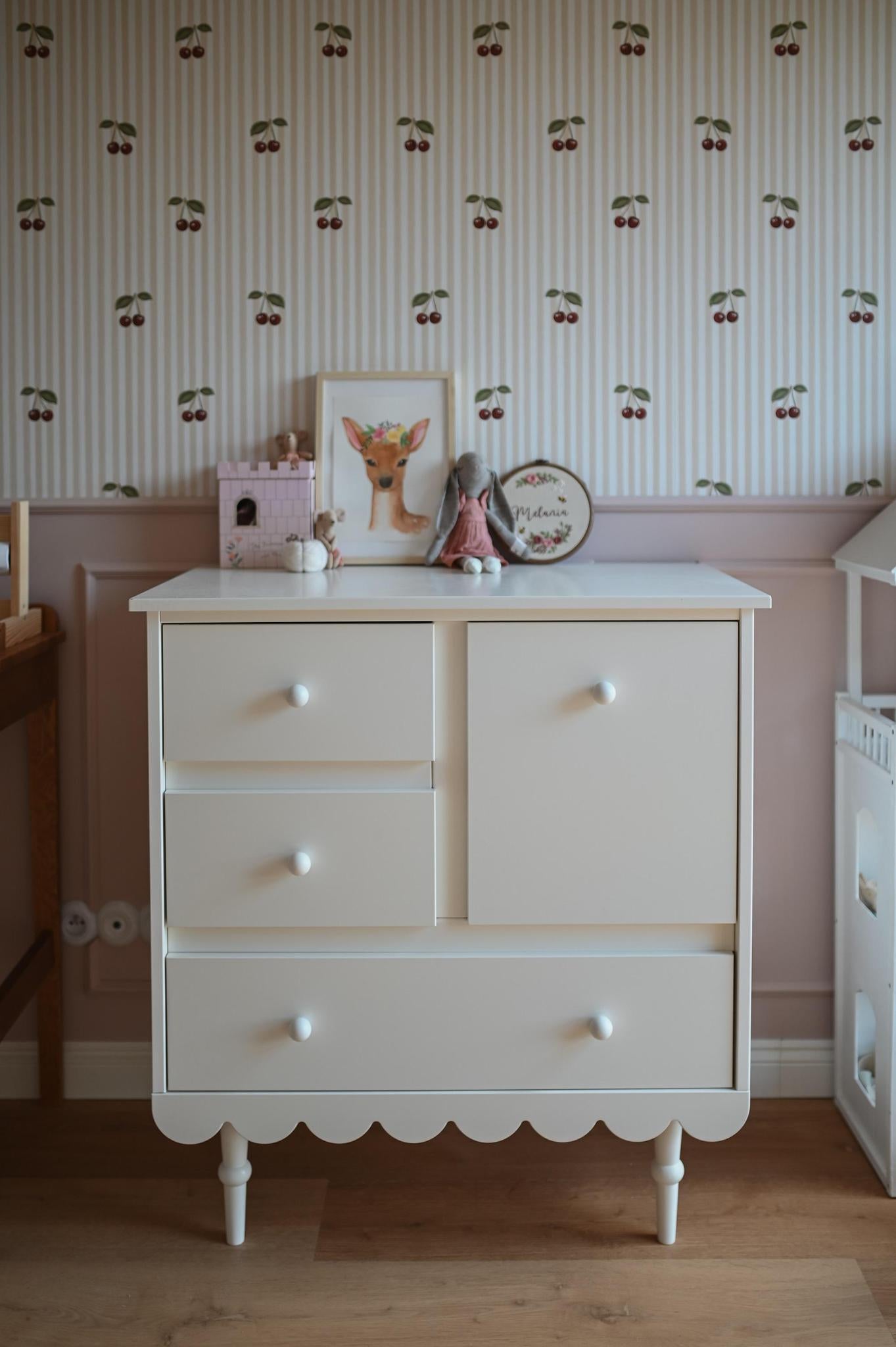 Handmade 'Babushka' White Chest of Drawers Short