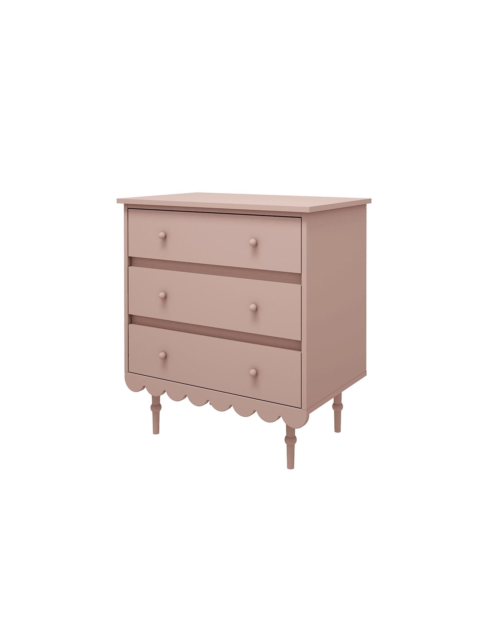Handmade 'Babushka' Pink Chest of Drawers Short 3 Drawer