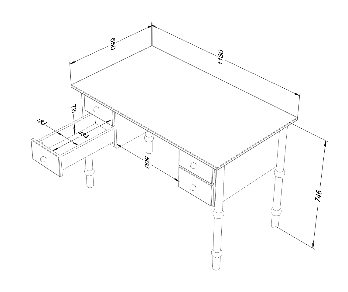 Handmade 'Babushka' White Desk