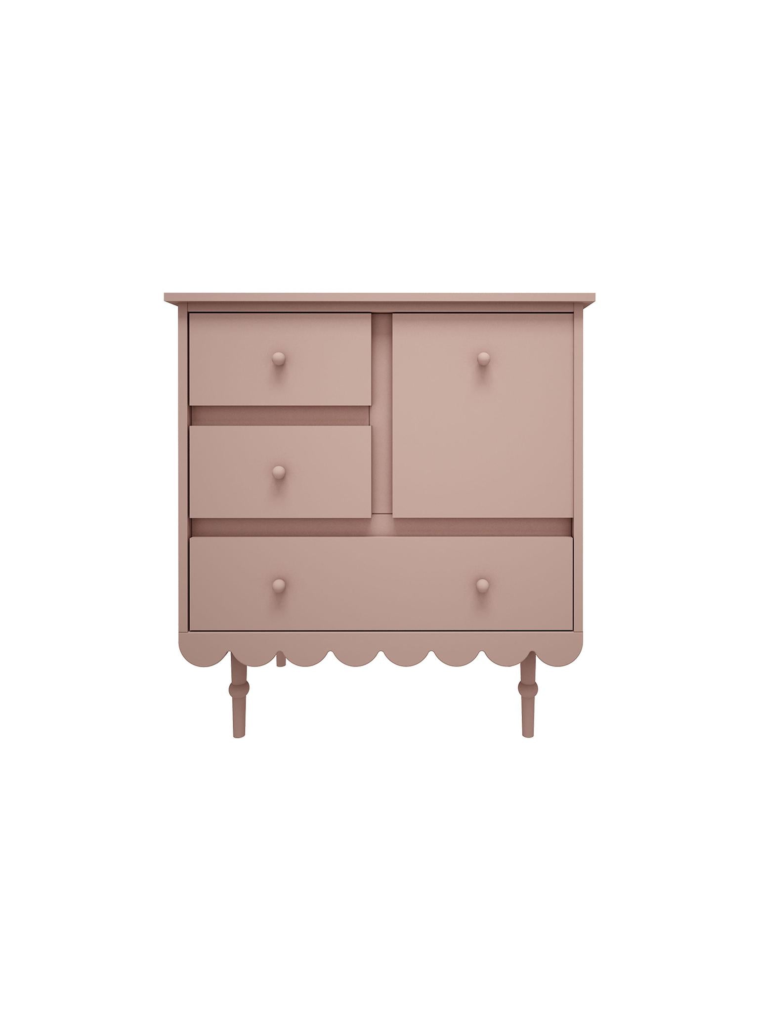 Handmade 'Babushka' Pink Chest of Drawers Short
