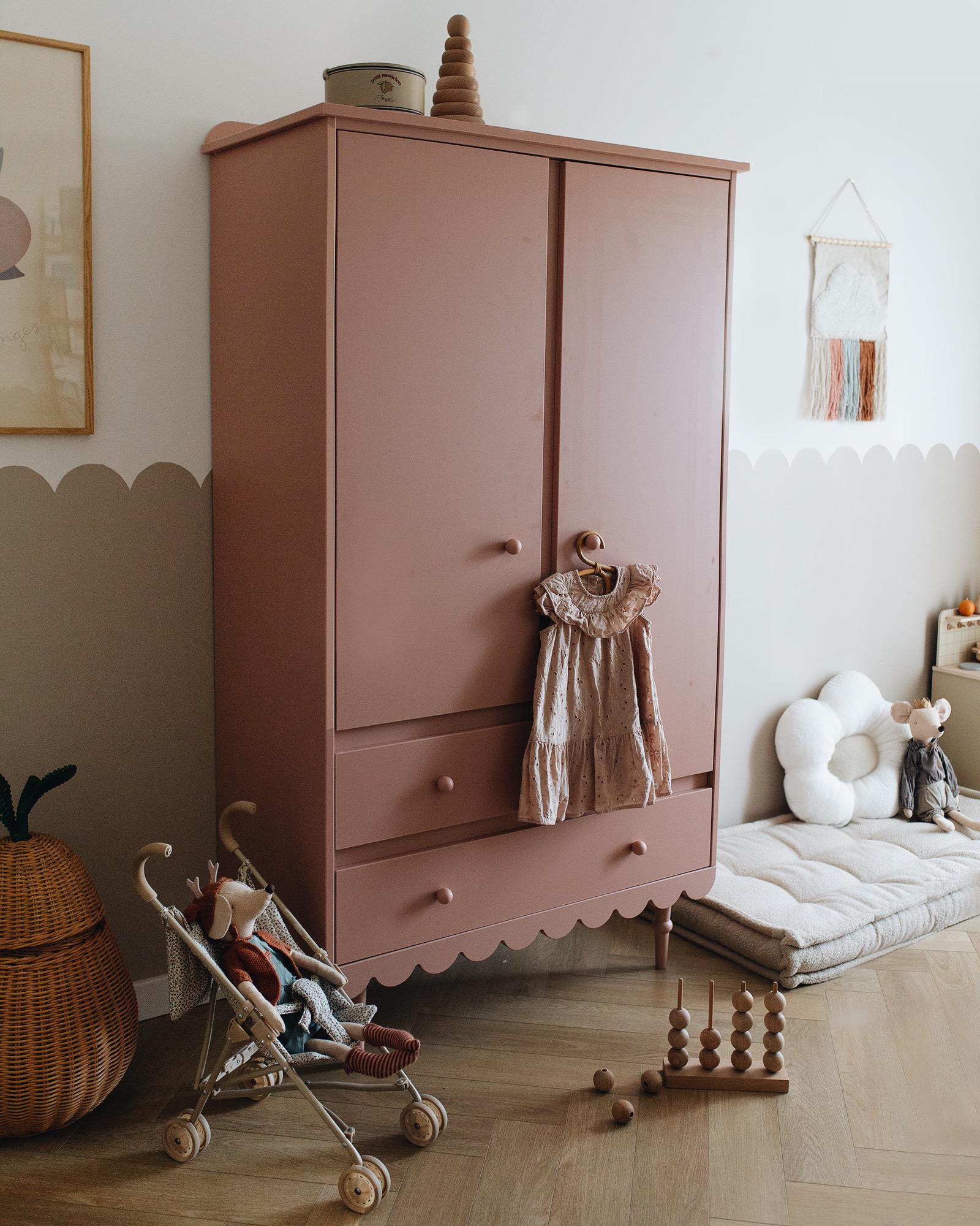 Handmade 'Babushka' Pink Wardrobe Three Door