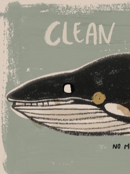 Whale 'Clean Oceans' Wall Poster - 2 Sizes Available