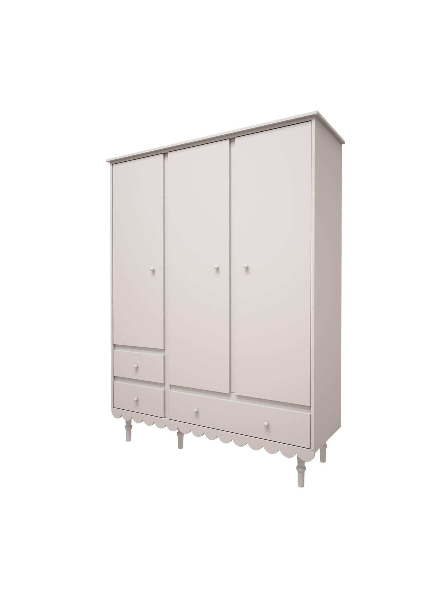 Handmade 'Babushka' White Wardrobe Three Door