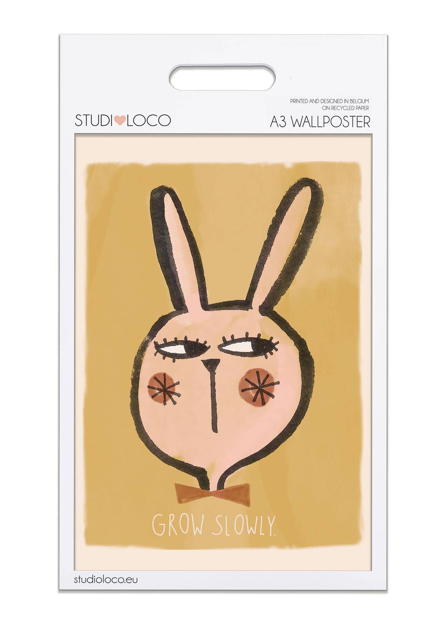 'Grow Slowly' Rabbit Wall Poster - 2 Sizes Available