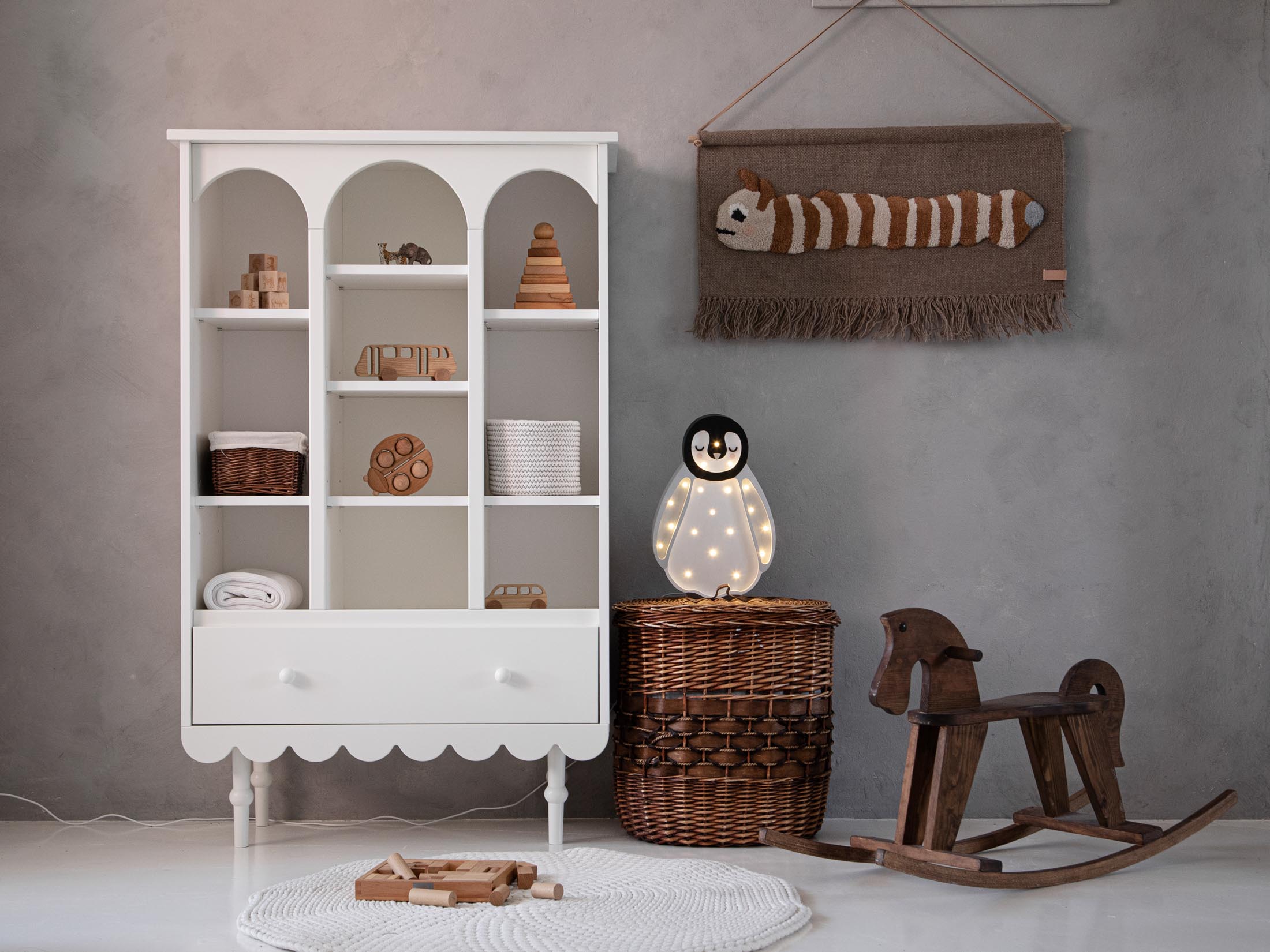 Handmade 'Babushka' White Bookshelf