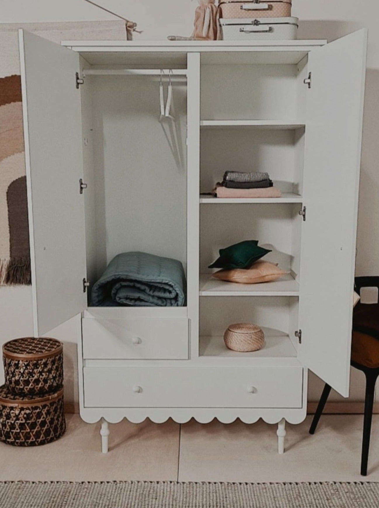 Handmade 'Babushka' White Wardrobe