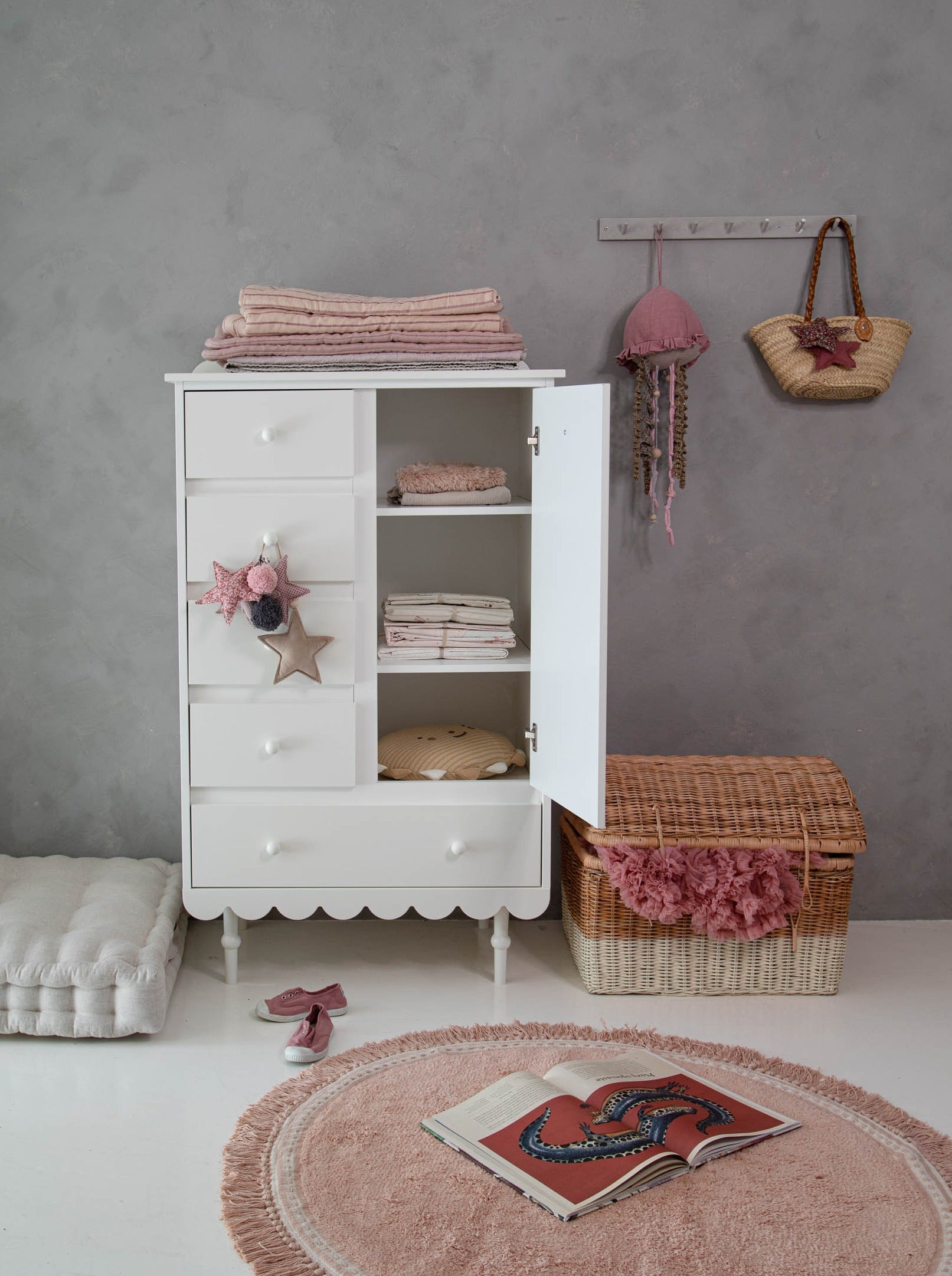 Handmade 'Babushka' White Chest of Drawers