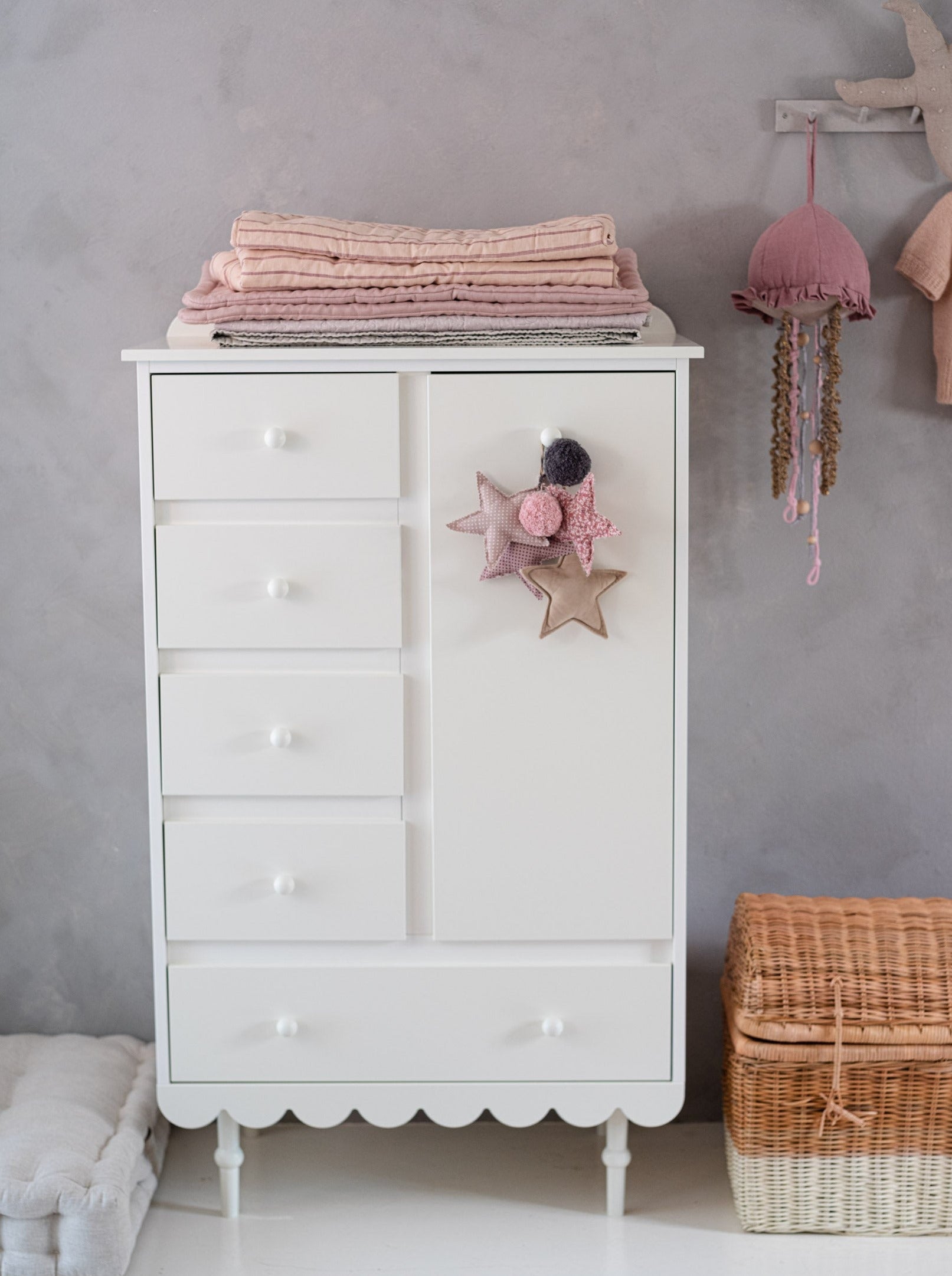 Handmade 'Babushka' White Chest of Drawers