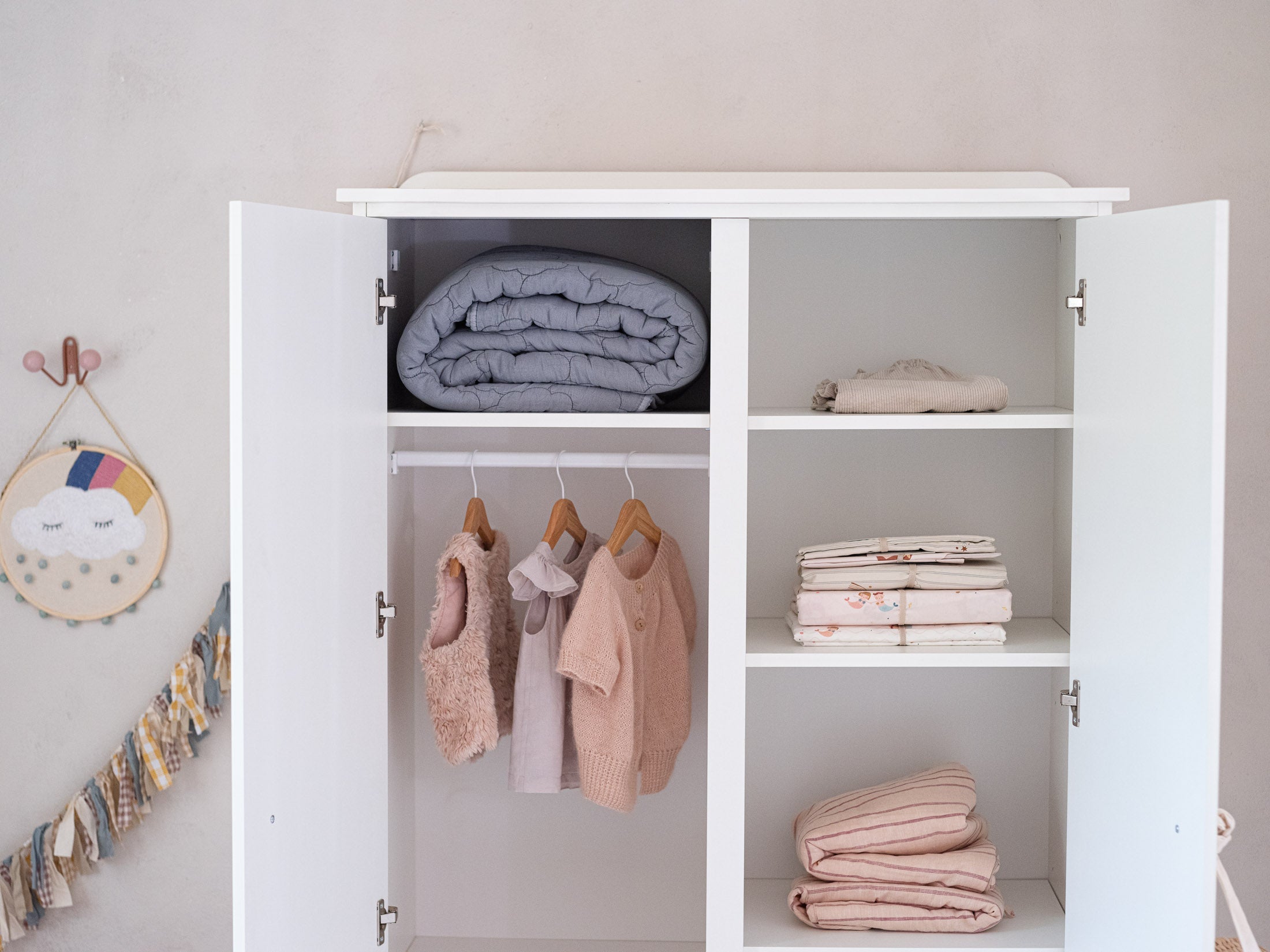 Handmade 'Babushka' White Wardrobe