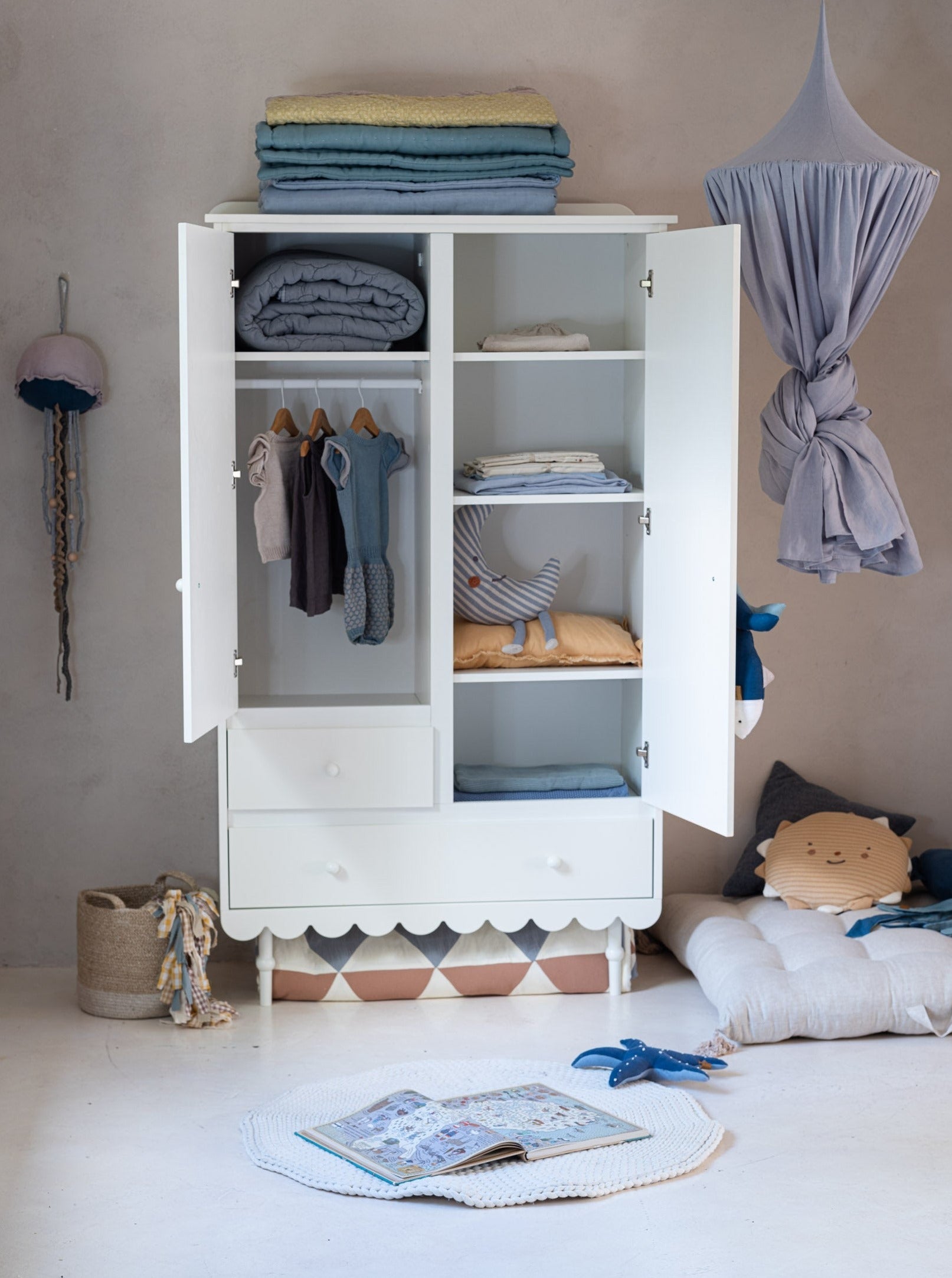 Handmade 'Babushka' White Wardrobe