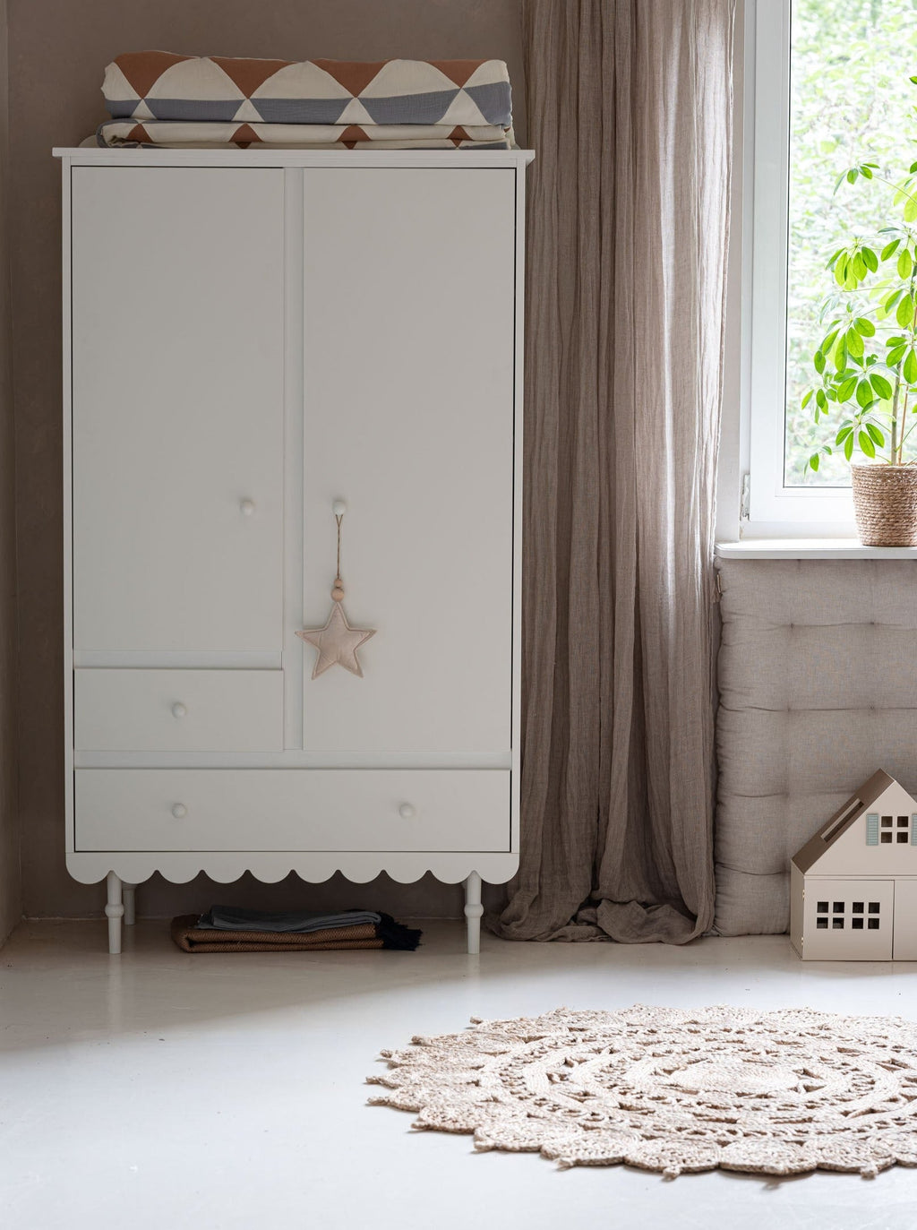 Handmade 'Babushka' White Wardrobe