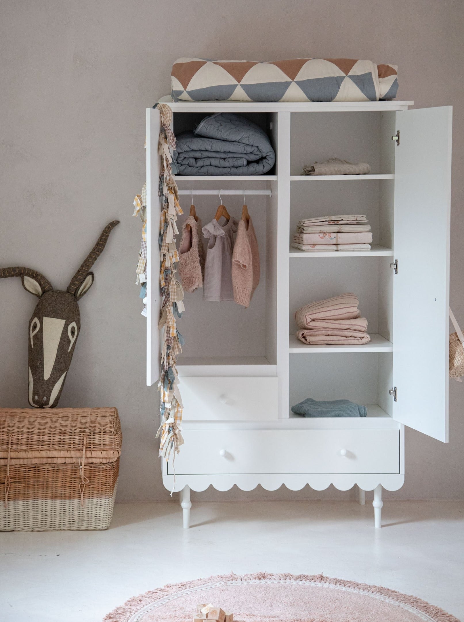 Handmade 'Babushka' White Wardrobe