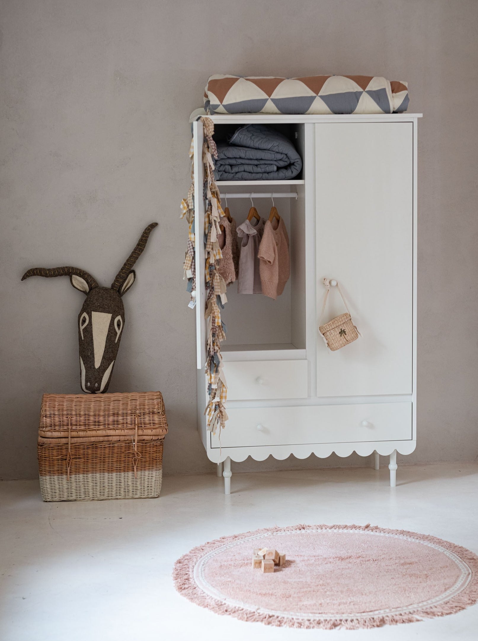 Handmade 'Babushka' White Wardrobe