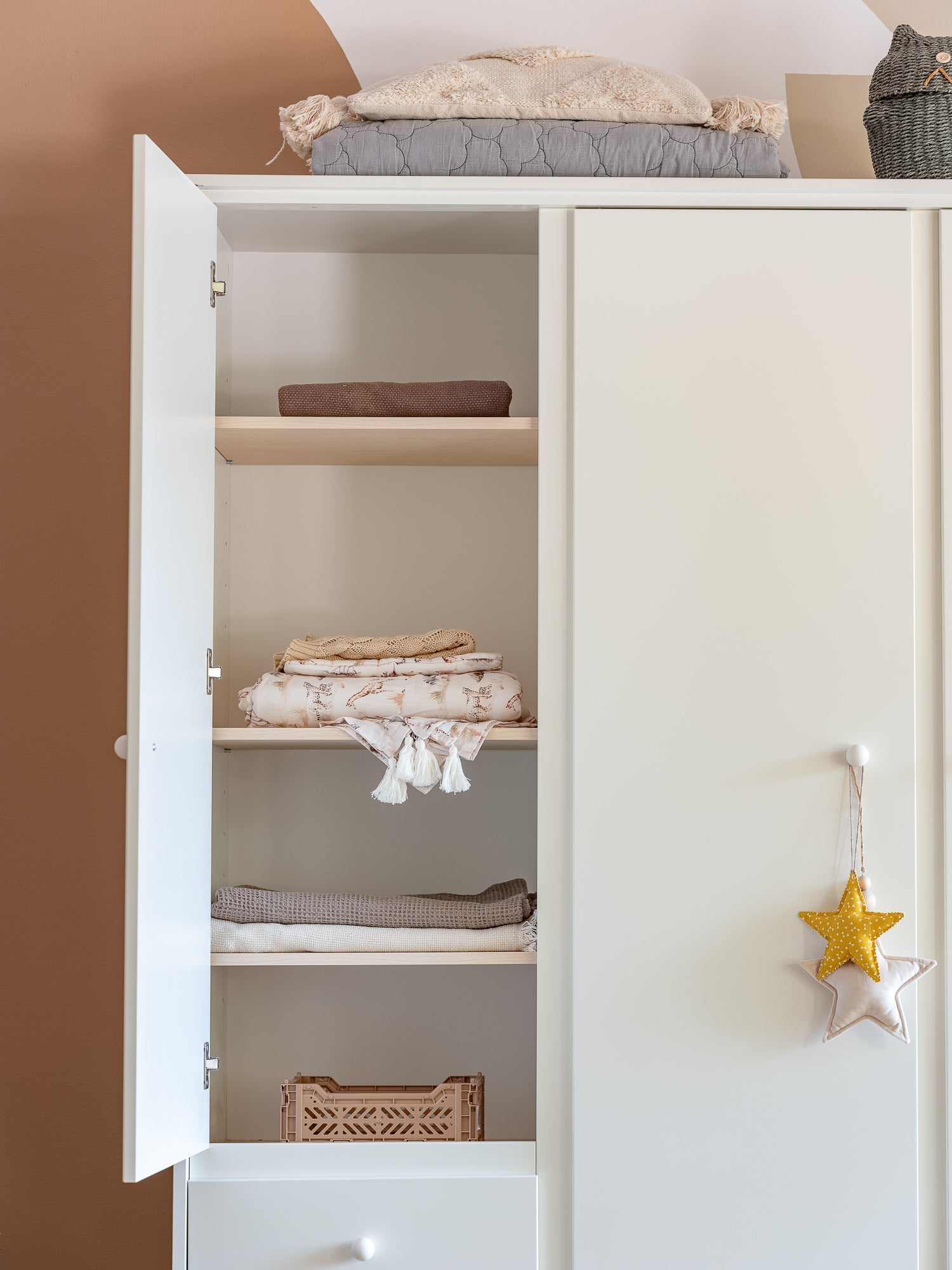 Handmade 'Babushka' White Wardrobe Three Door