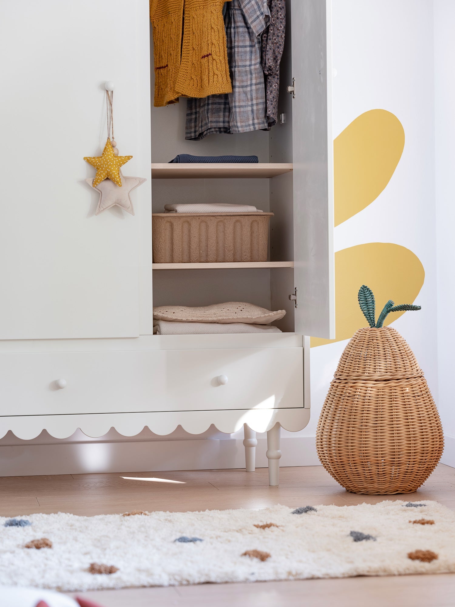 Handmade 'Babushka' White Wardrobe Three Door