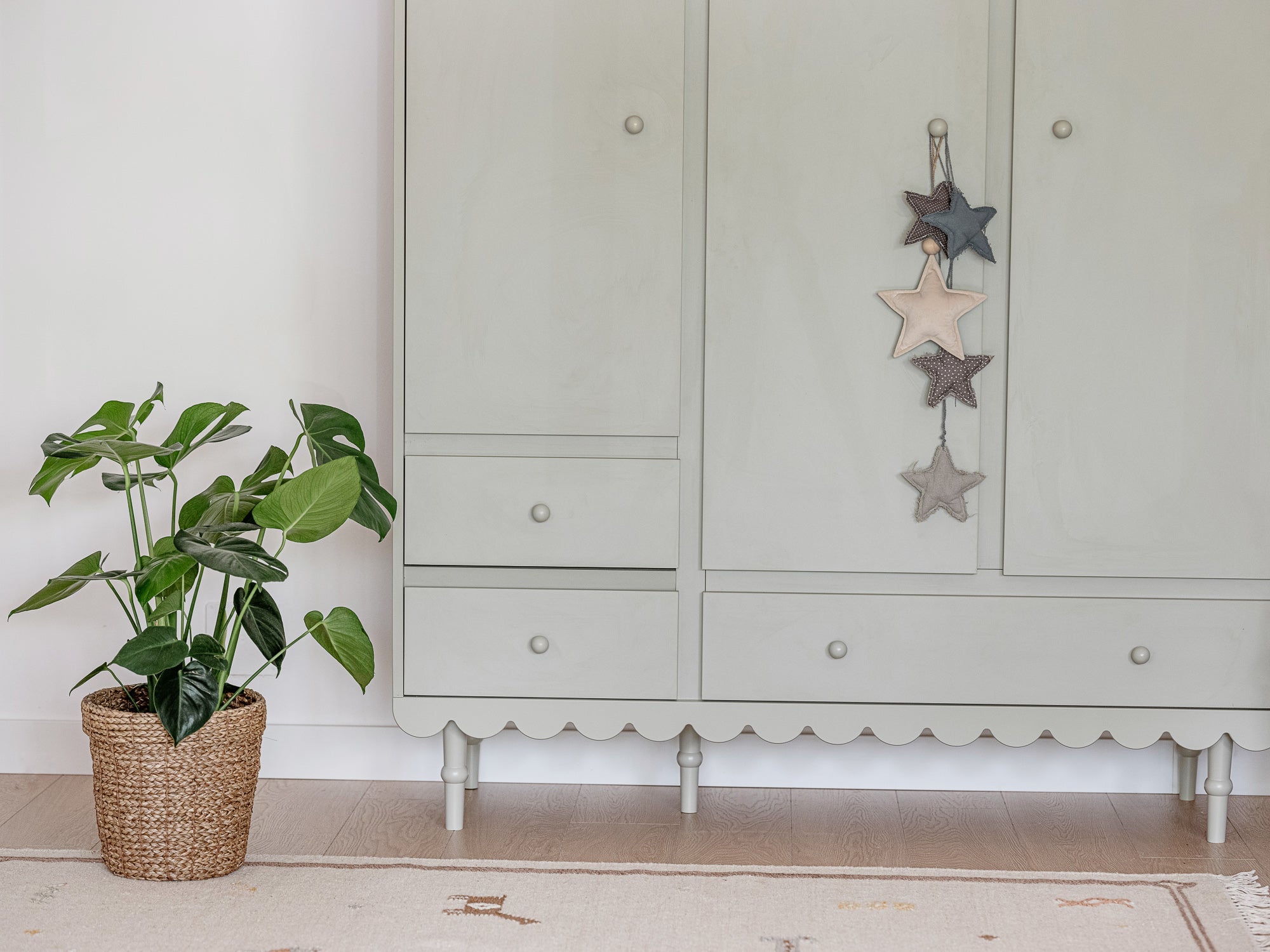 Handmade 'Babushka' Olive Wardrobe Three Door