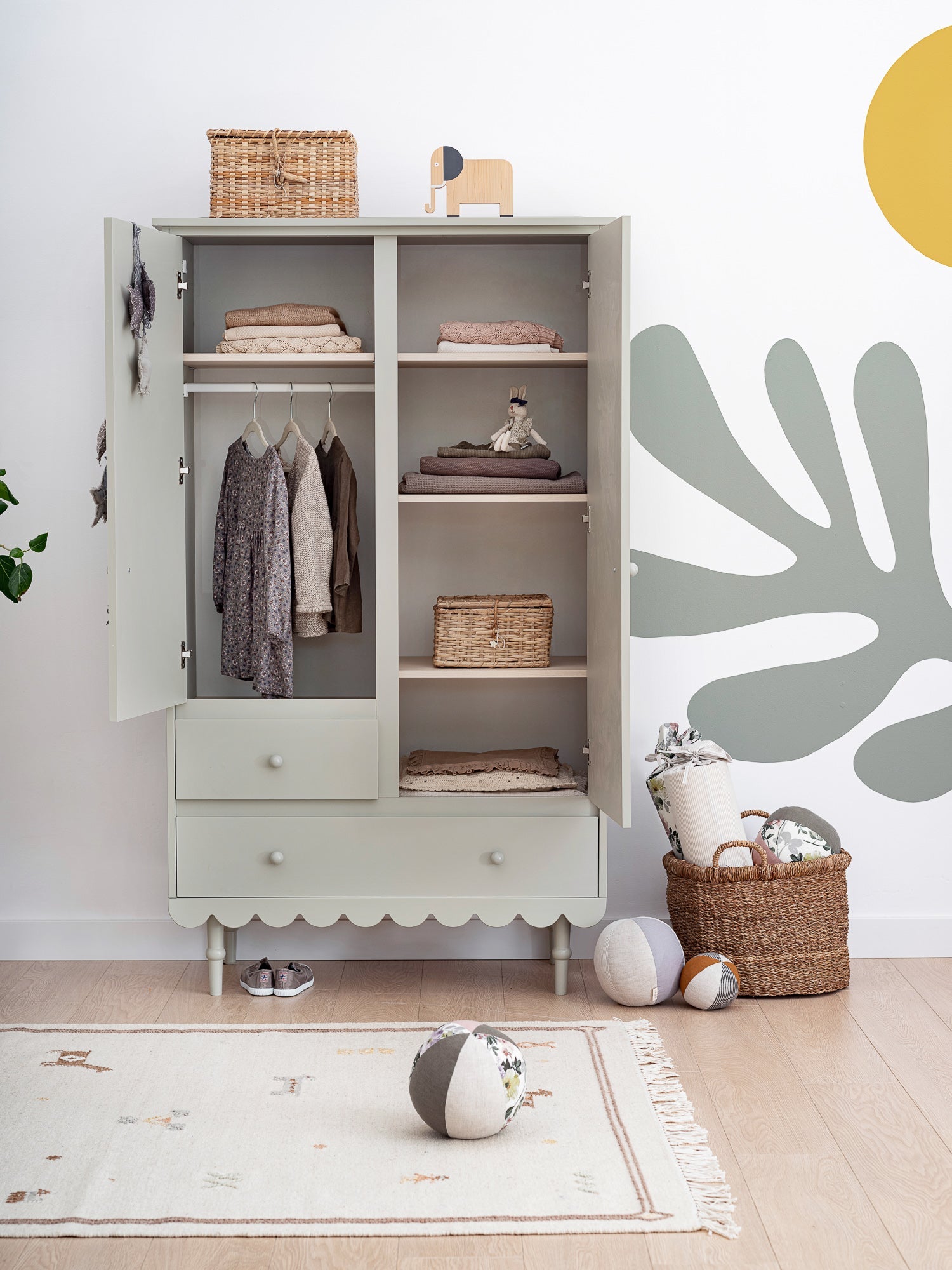 Handmade 'Babushka' Olive Wardrobe
