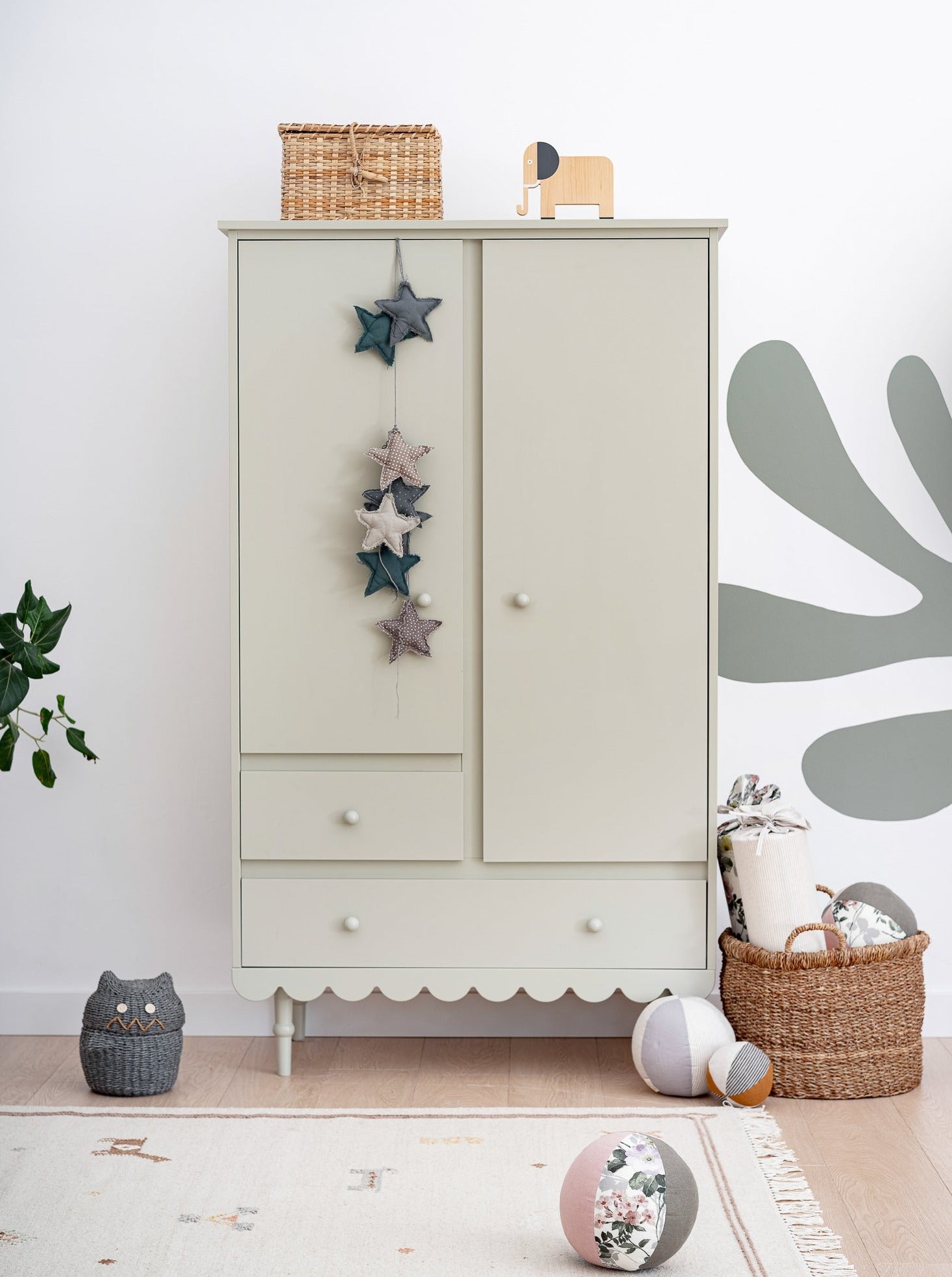 Handmade 'Babushka' Olive Wardrobe