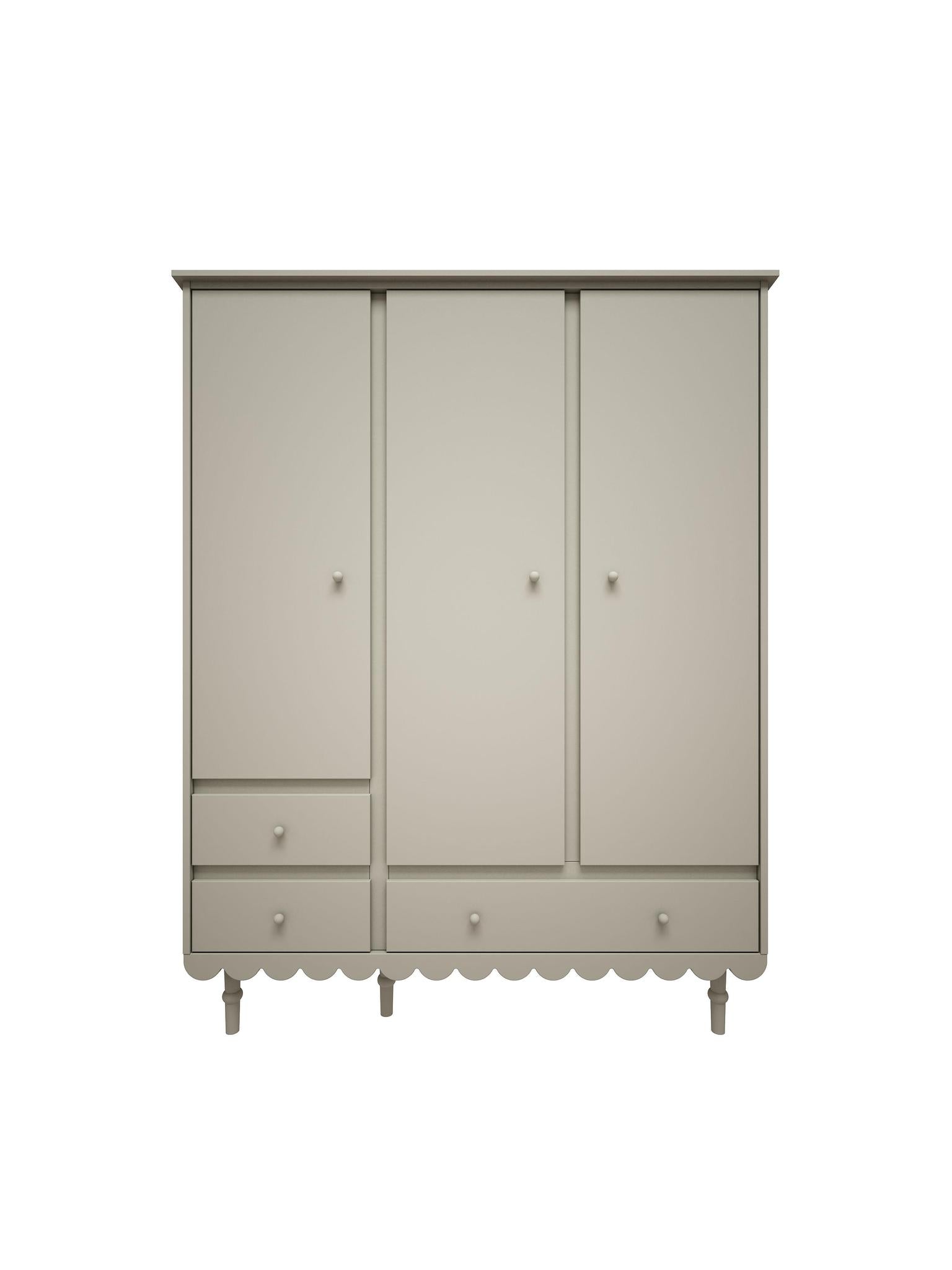 Handmade 'Babushka' Olive Wardrobe Three Door
