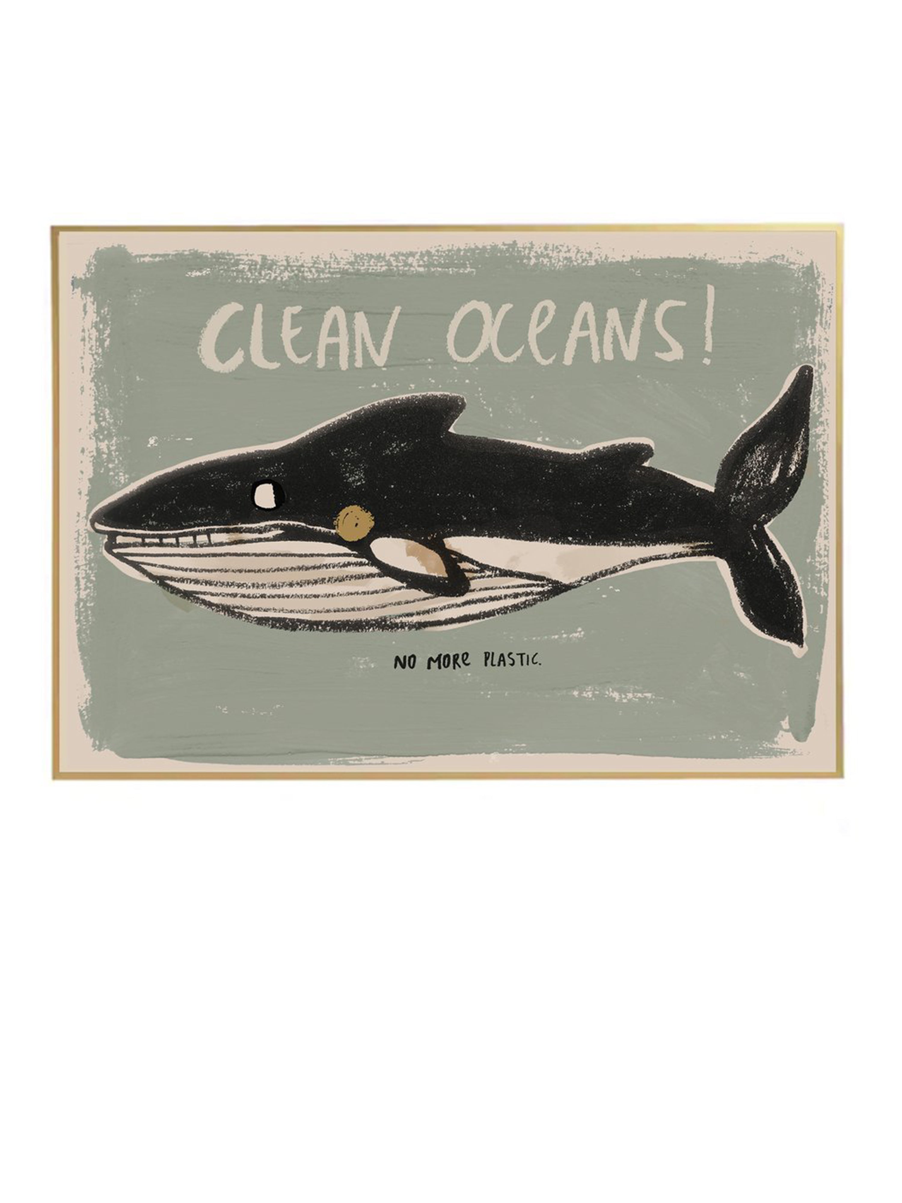 Whale 'Clean Oceans' Wall Poster - 2 Sizes Available
