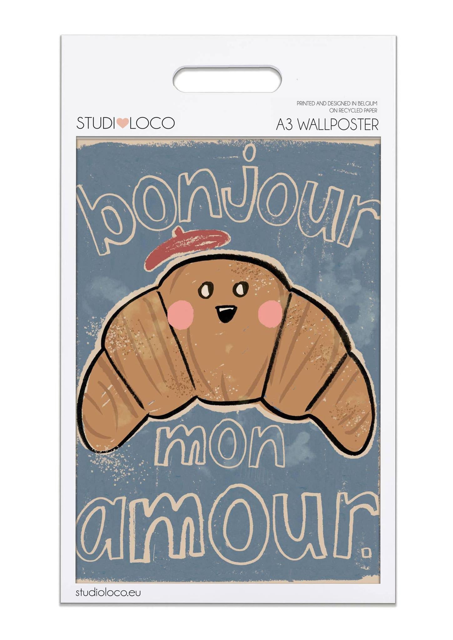 Crossiant 'Mon Amour' A3 Wall Poster