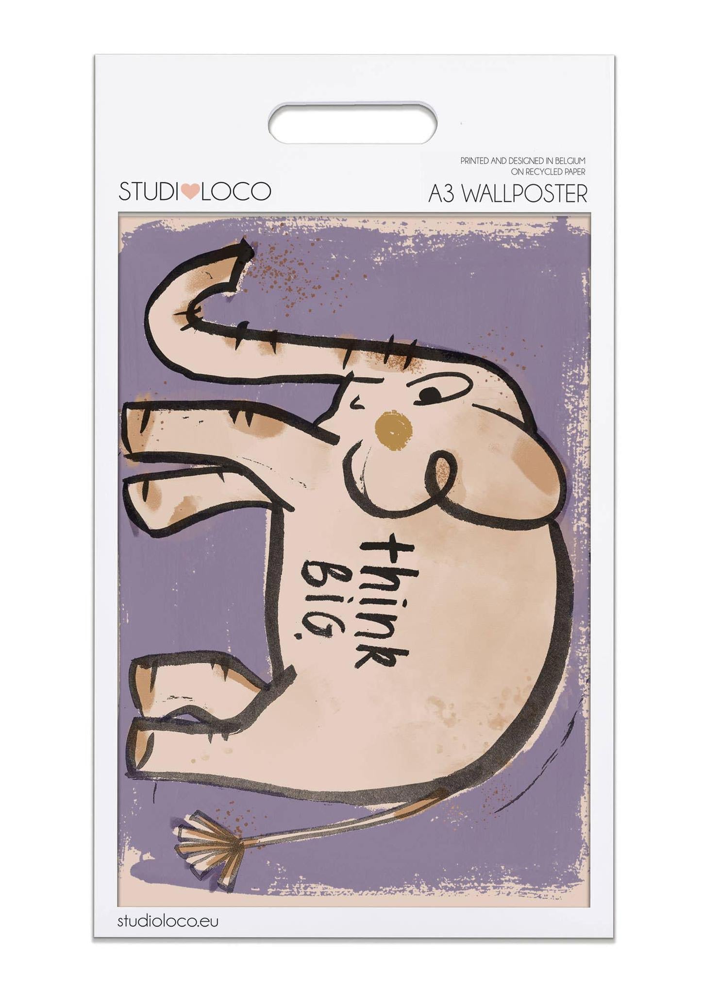 Oli Elephant 'Think Big' Wall Poster - 2 Sizes Available