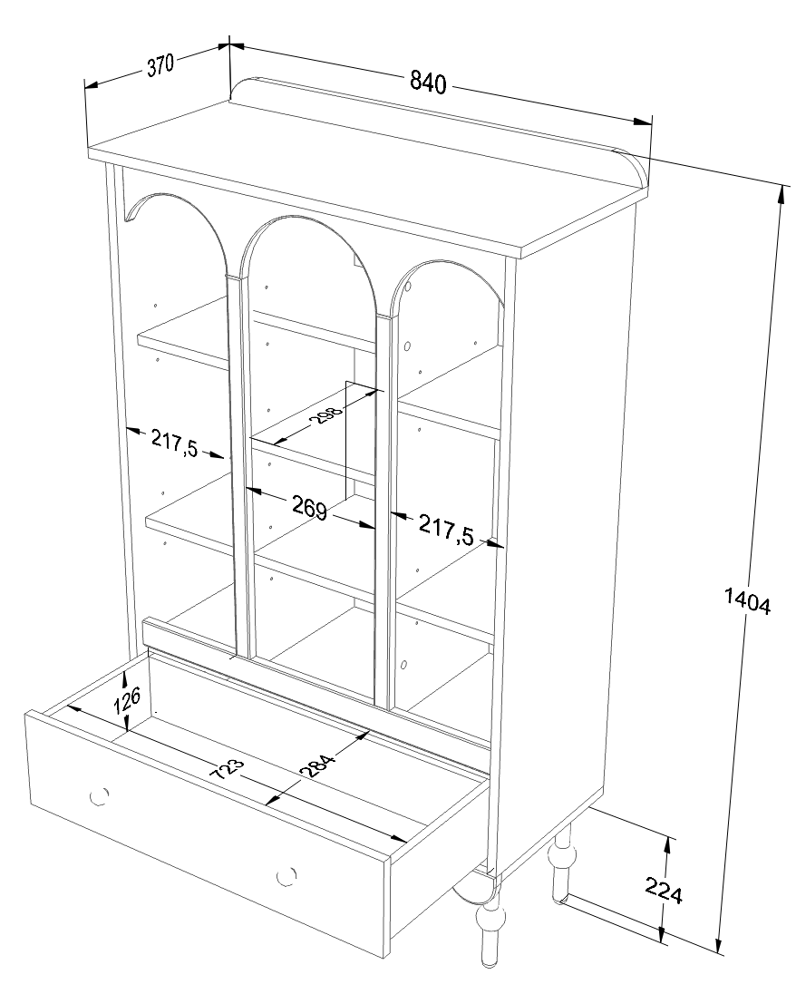 Handmade 'Babushka' White Bookshelf
