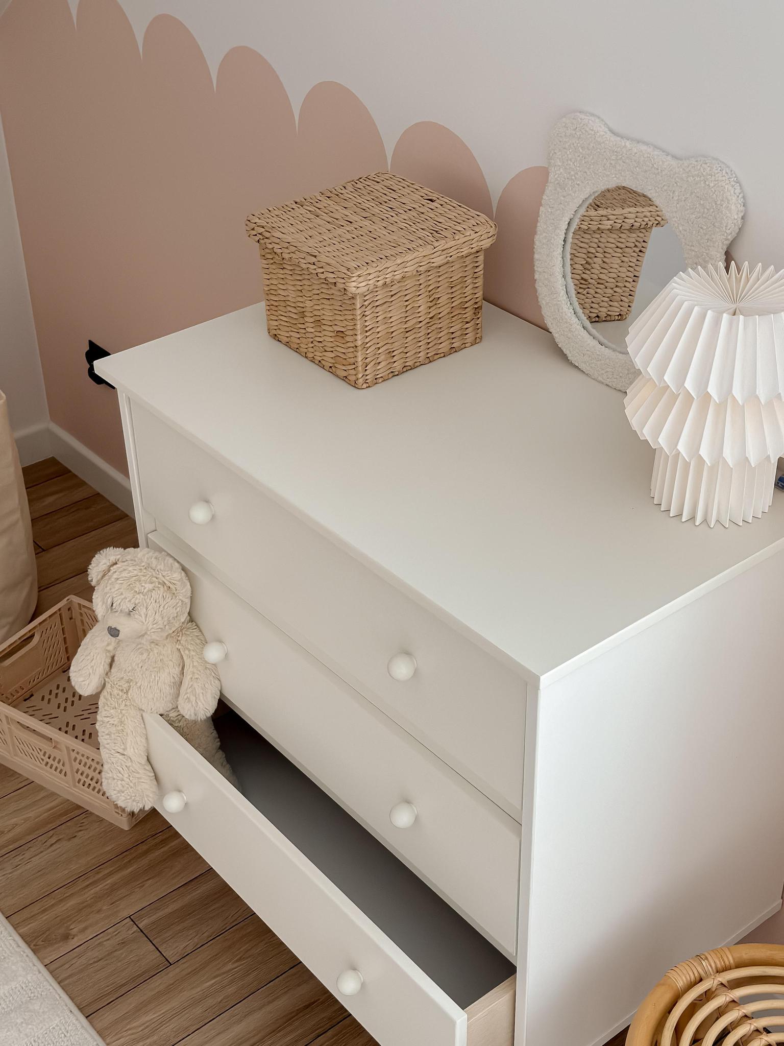 Handmade 'Babushka' White Chest of Drawers Short 3 Drawer