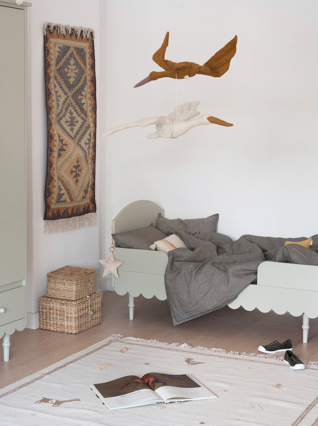 Handmade 'Babushka' Olive Cot Bed 70 x 140cm