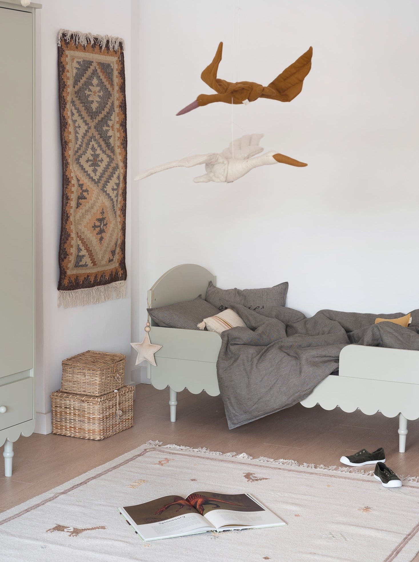 Handmade 'Babushka' Olive Cot Bed 70 x 140cm