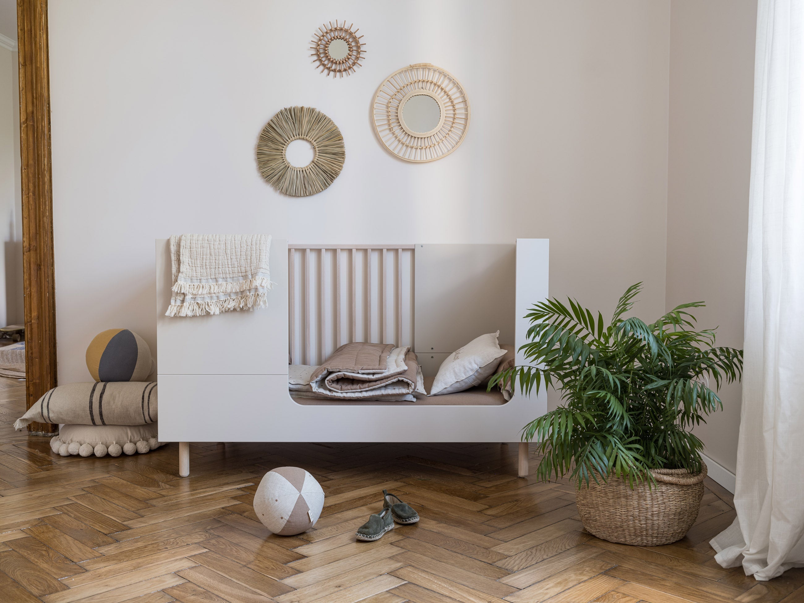 Handmade Birch 'River' Cot Bed 70 x 140cm - Sand
