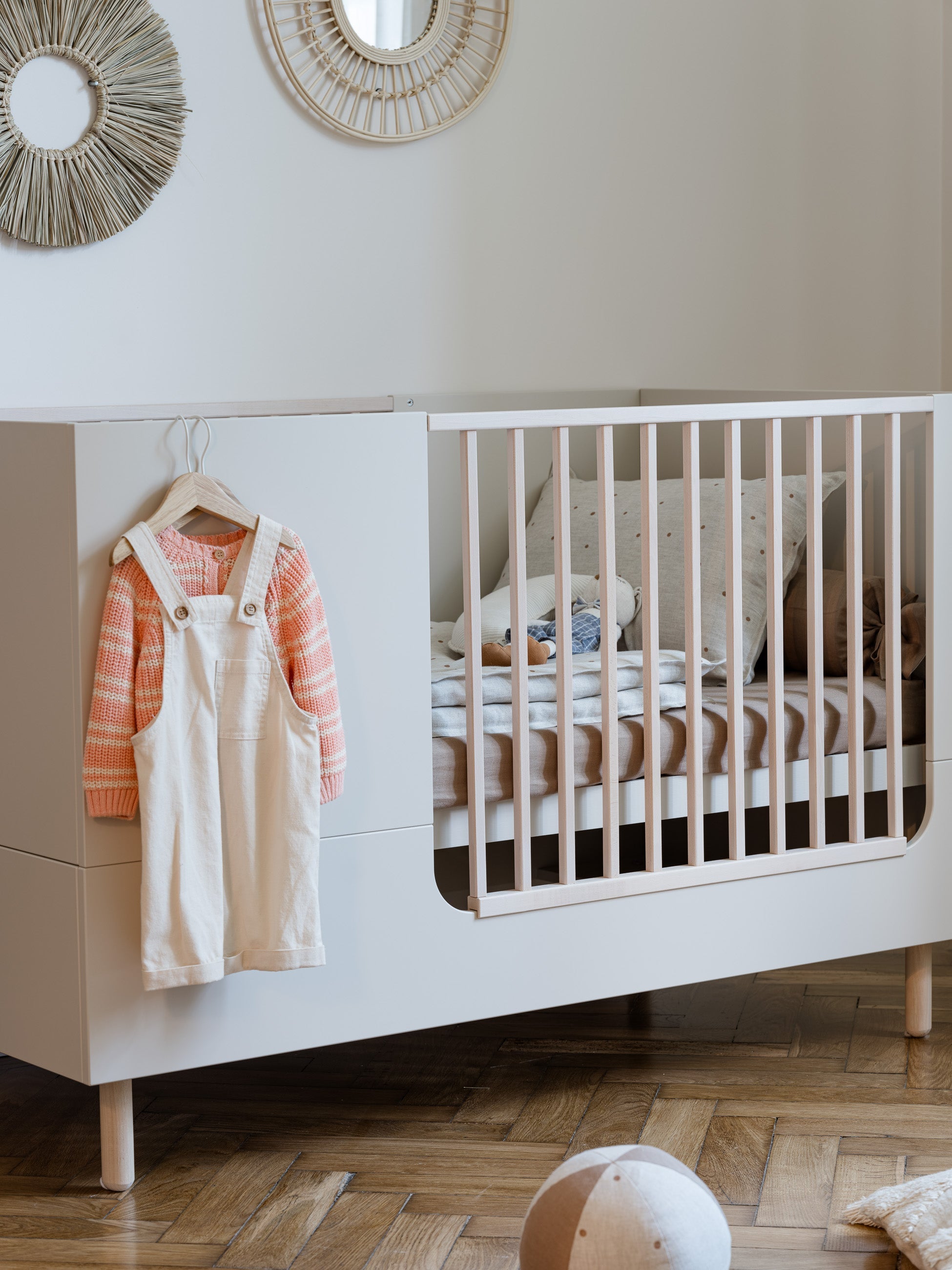 Handmade Birch 'River' Cot Bed 70 x 140cm - Sand