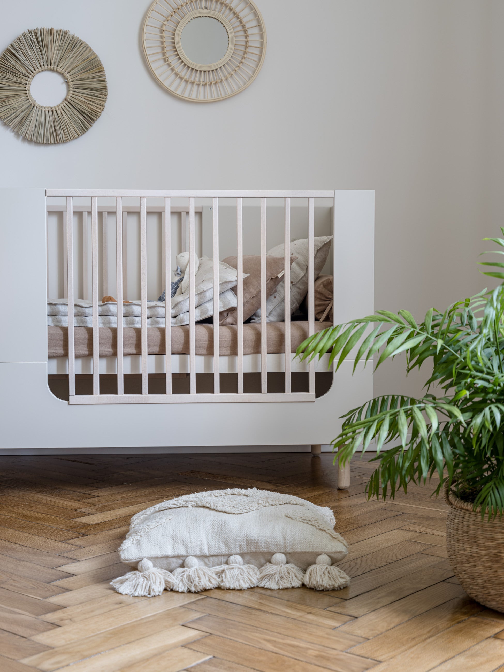 Handmade Birch 'River' Cot Bed 70 x 140cm - Sand