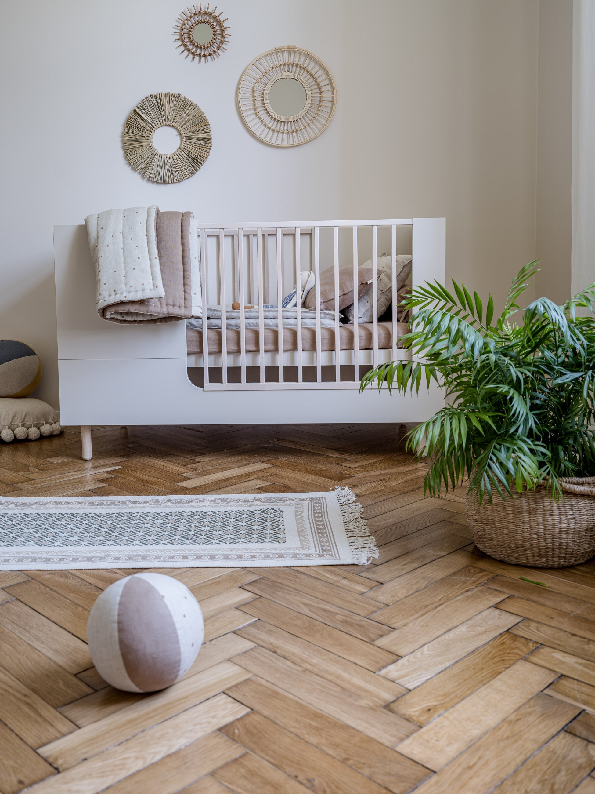 Handmade Birch 'River' Cot Bed 70 x 140cm - Sand