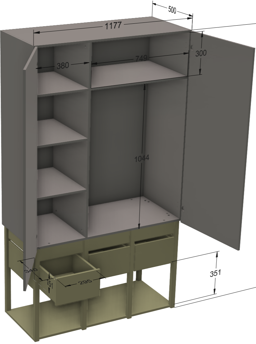 Handmade 'Tweens' Eucalyptus Wardrobe