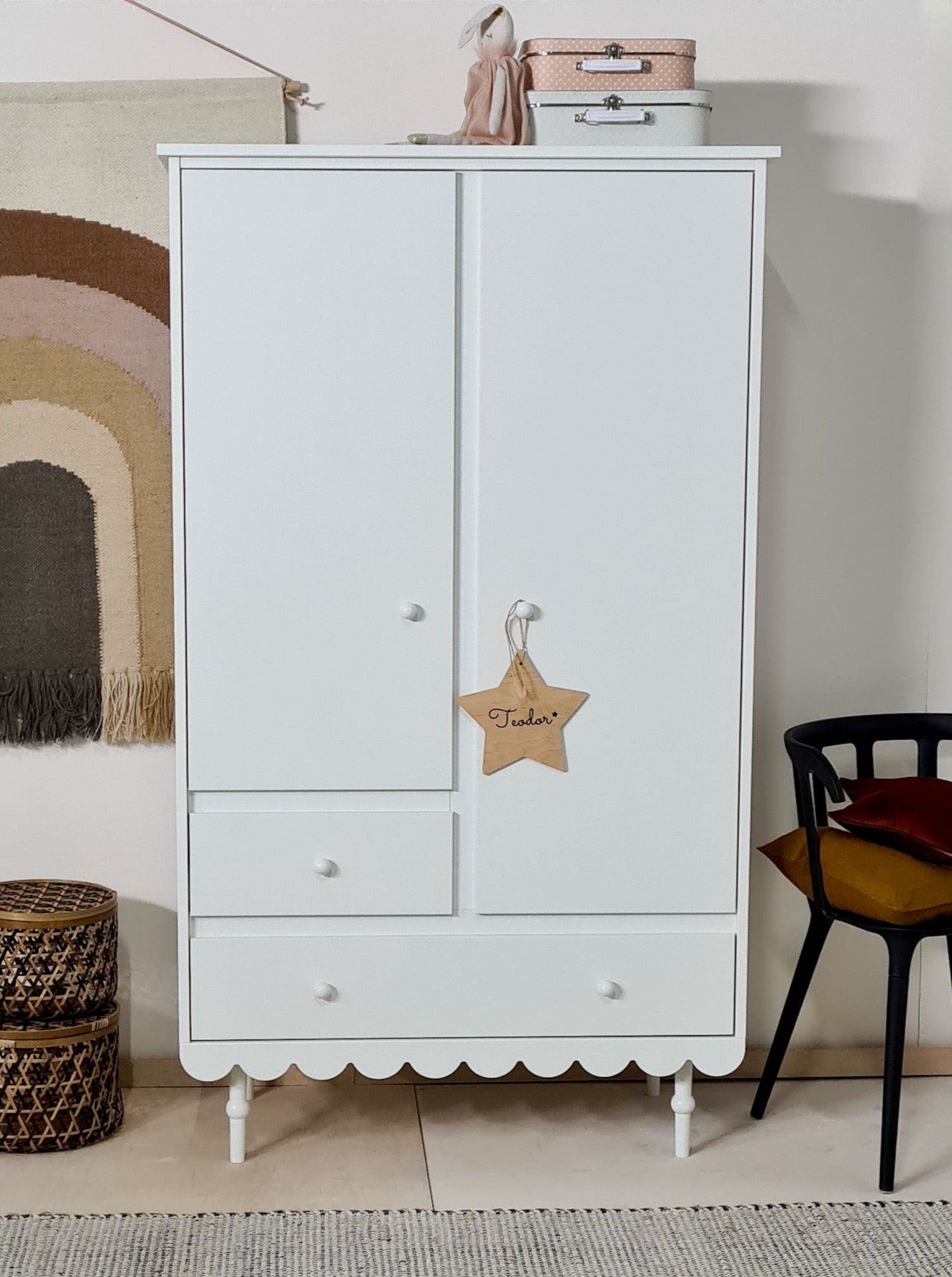 Handmade 'Babushka' White Wardrobe