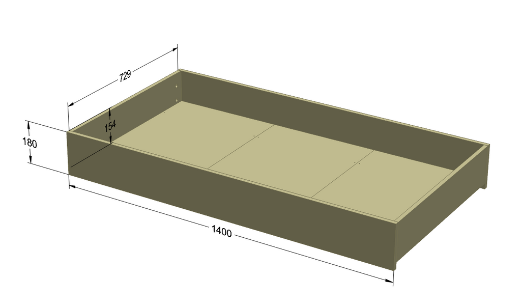 Handmade 'Tweens' Under bed Drawer for 70x140 bed (Eucalyptus)