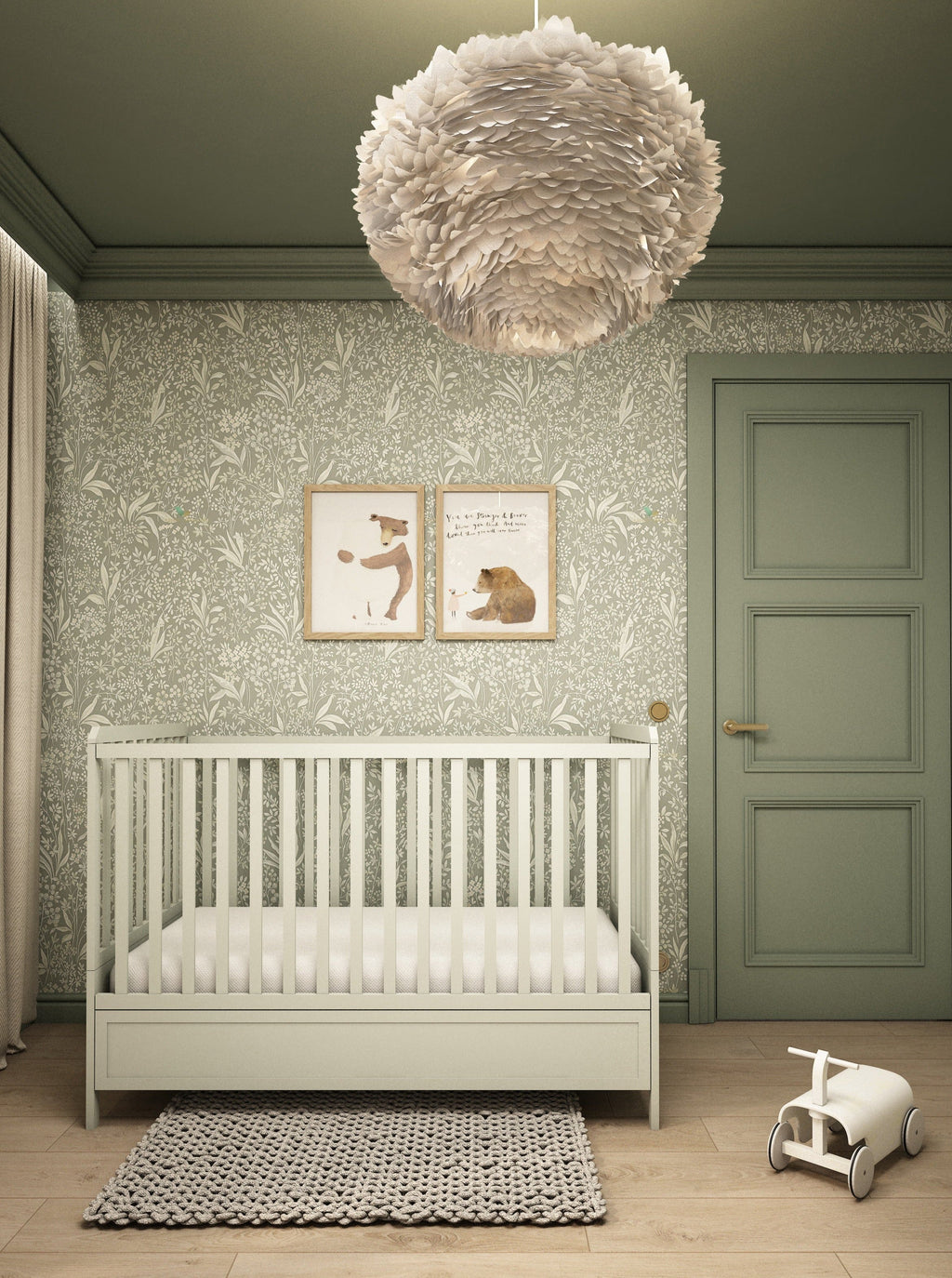 Handmade 'Vintage' Cot Bed 70 x 140cm in Eucalyptus Green