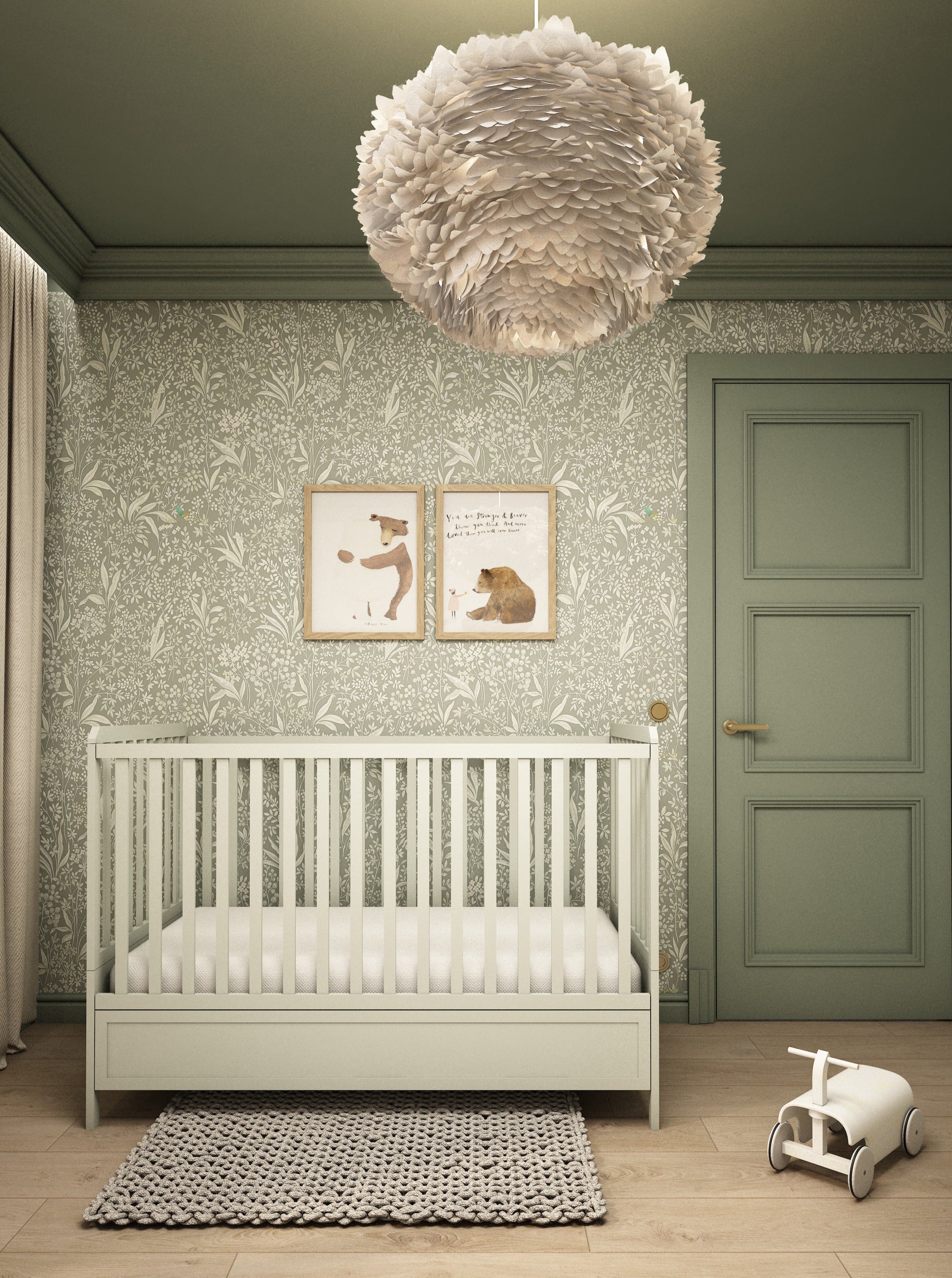 Handmade 'Vintage' Cot Bed 70 x 140cm in Eucalyptus Green